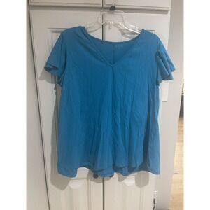 A.T.U.N. All Things Uber Nice Womens Teal Flutter-Sleeve VNeck Tunic Top Size XL